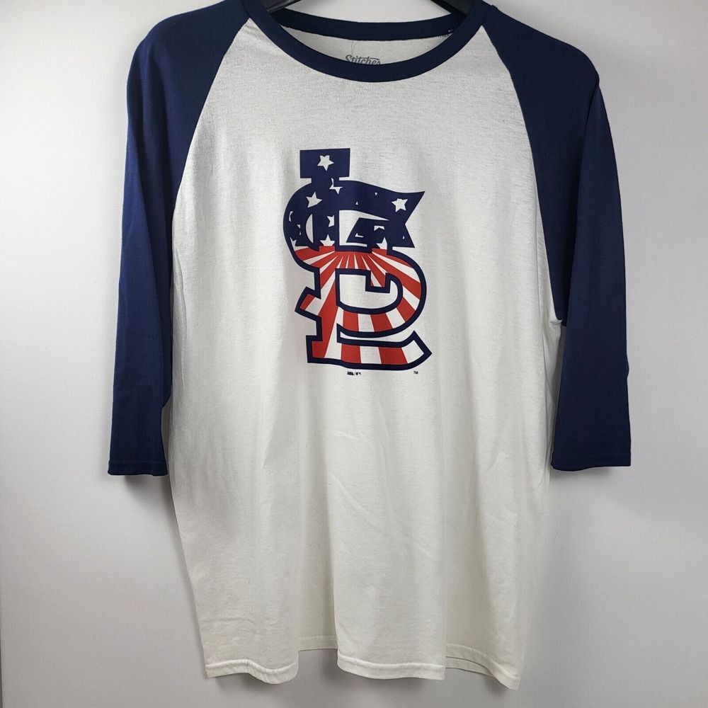 Men's St. Louis Cardinals Stars & Stripes Americana Raglan 3/4 Sleeve T-shirt XL